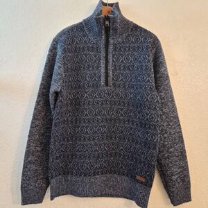 NWT Buffalo David Bitton Quarter-zip  Thick Warm Fleece-lined Blue Sweater